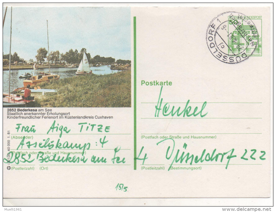 Nr. 3500, Ganzsache Deutsche Bundespost,  Bederkesa - Cartoline Illustrate - Usati