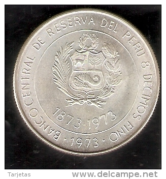 MONEDA DE PLATA DE PERU DE 100 SOLES DE ORO DEL AÑO 1973 DEL CENT. COMERCIAL PERU-JAPON (COIN) SILVER-ARGENT - Perú