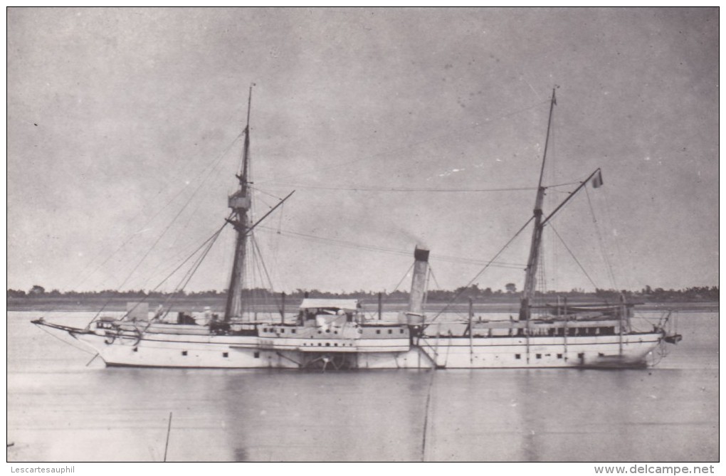 Batiment Militaire Marine Francaise Aviso Pluvier A Roues 1881 Tampon Musee De La Marine Porte De Chaillot - Bateaux