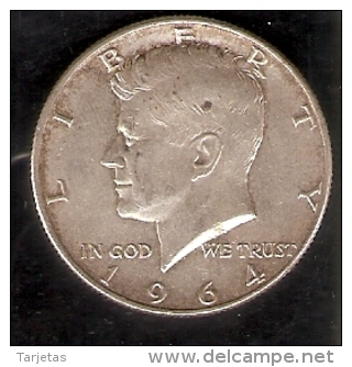 MONEDA DE PLATA DE ESTADOS UNIDOS DE HALF DOLLAR DEL AÑO 1964 - KENNEDY   (COIN) SILVER,ARGENT. - Conmemorativas