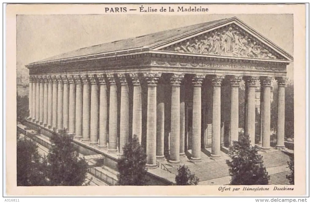 Cpa PARIS Eglise De La Madeleine (pub Sirop Deschiens) - Kerken