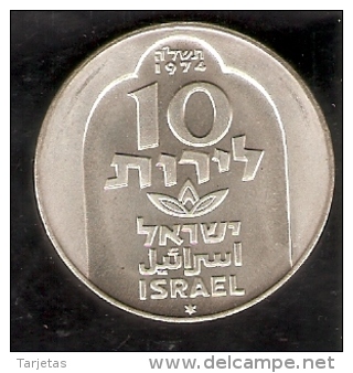 MONEDA DE PLATA DE ISRAEL DE 10 LIROT DEL AÑO 1974 (COIN) SILVER-ARGENT - Israel