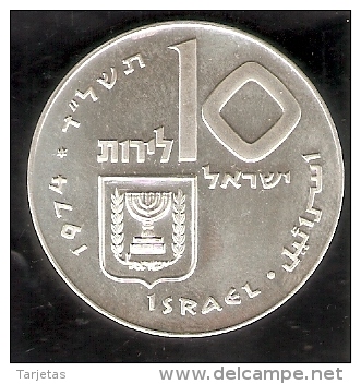 MONEDA DE PLATA DE ISRAEL DE 10 LIROT DEL AÑO 1974 (COIN) SILVER-ARGENT - Israël