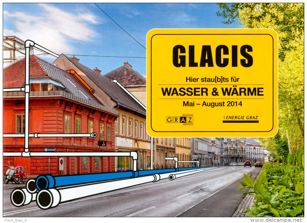 Broschüre Folder Graz Glacis Bauarbeiten 2014 Baustelle Straße Wasser & Wärme Steiermark Österreich Austria Autriche - Sonstige & Ohne Zuordnung