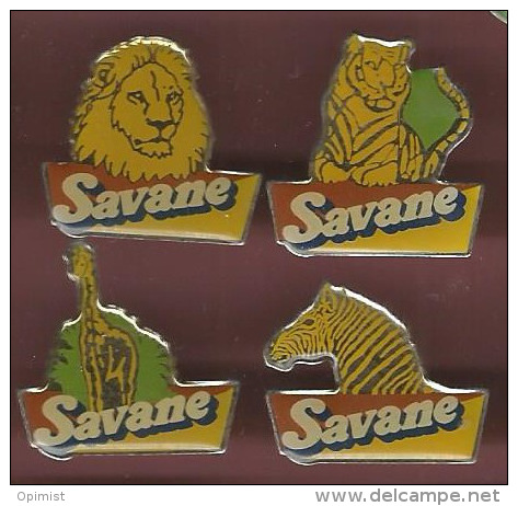 40816-serie De 4 Pin's.Gateau Savane.alimentation.lion. Tigre.zebre.girafe.. - Alimentation