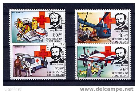 GUINEE-BISSAU, CROIX-ROUGE Et AVION, HELICOPTERE, AMBULANCE, 4 Valeurs Oblitérées. R022 - Ships