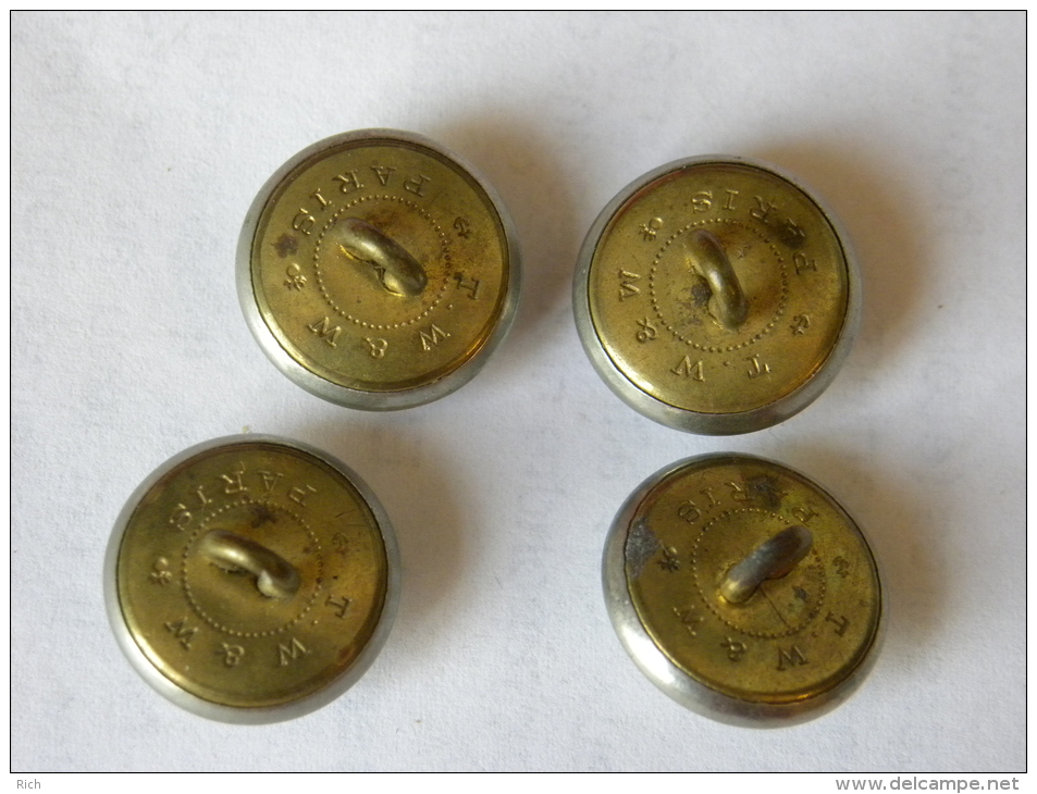 Lot De 4 Boutons - Police Municipale  PARIS - Marque TW ET W Paris - Botones