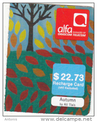 LEBANON - Autumn, ALFA By Orascom Telecom Mini Recharge Card $22.73(right), Exp.date 10/12/14, Used - Lebanon