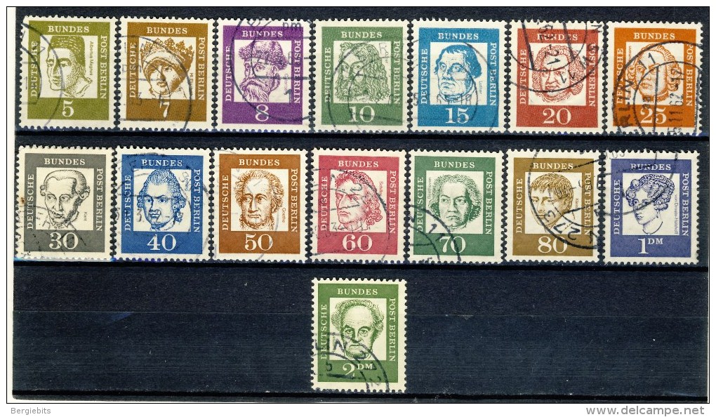 1961 Berlin Complete Set Of 15 Stamps VF Used " Famous People" Michel 199-213 - Used Stamps