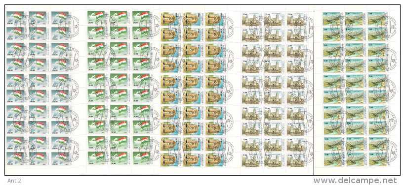 Tajikistan 1993 Definity Issue In Full Sheets, Statue, Mountain, Opera, Mausoleum, Fortress,  Mi 15-21 In Full Sheets - Tadzjikistan