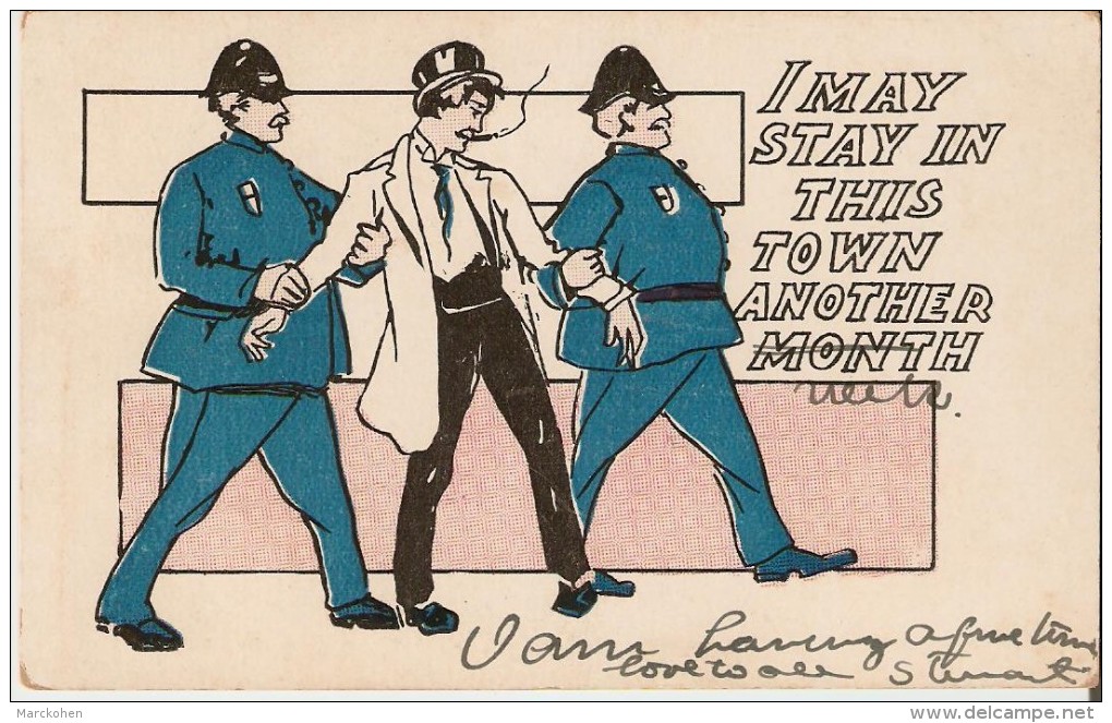 Humorous Postcard On The Theme Of The Arrest And The Time To Spend In Prison, Unsigned Illustration. Precursors Postcard - Bagne & Bagnards