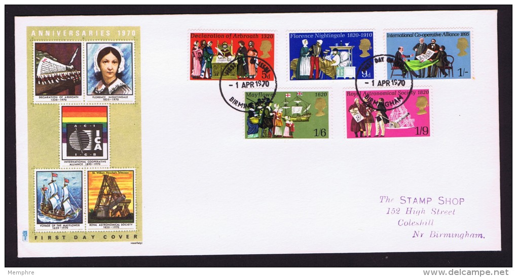 1970  Anniversaries Issue  On PhilArt FDC - 1952-1971 Pre-Decimal Issues