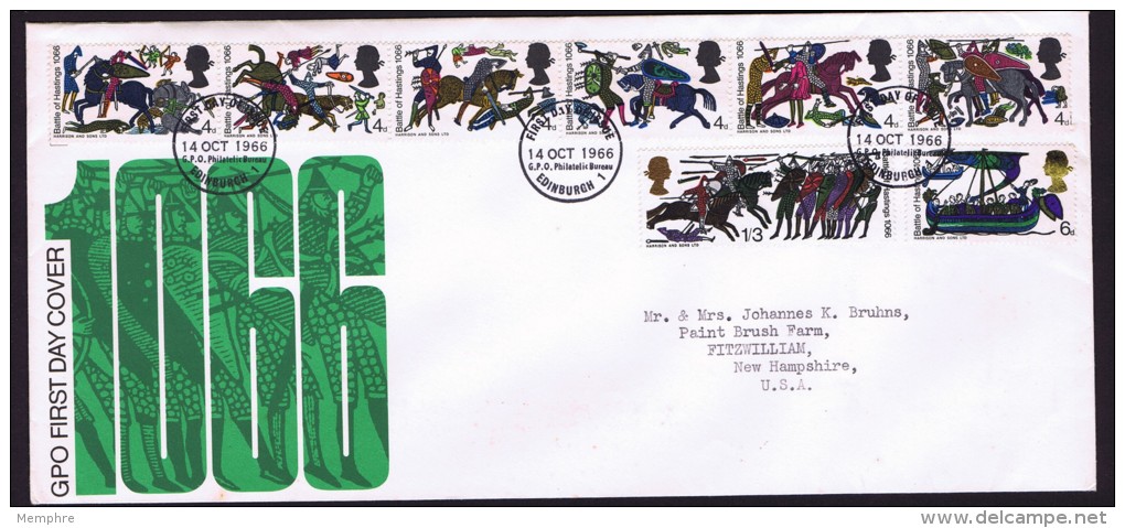 1966  Battle Of Hastings  Official FDC - 1952-1971 Em. Prédécimales