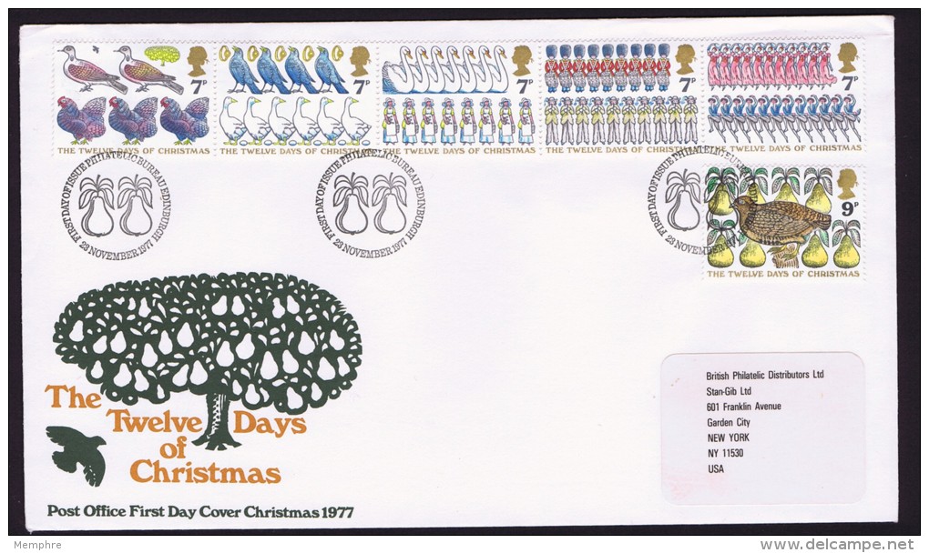 1977  The Twelve Days Of Christmas  Official FDC - 1971-1980 Em. Décimales