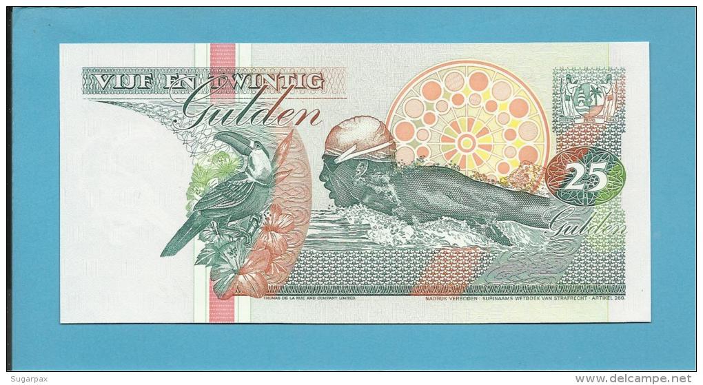 SURINAM - 25 GULDEN - 10.02.1998 - Pick 138.d - UNC. - Wmk. Toucan - 2 Scans - Suriname