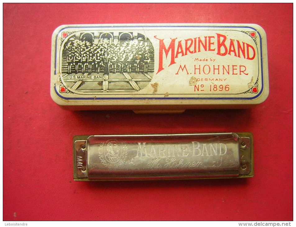 HARMONICA   AVEC SA BOITE  MARINE BAND  MADE BY M HOHNER N° 1896 - Musikinstrumente