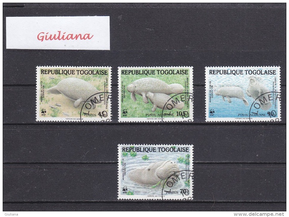 Rep. Togo  - 4 Valori Usati  W:W:F: Animali In Via D'estinzione - Used Stamps