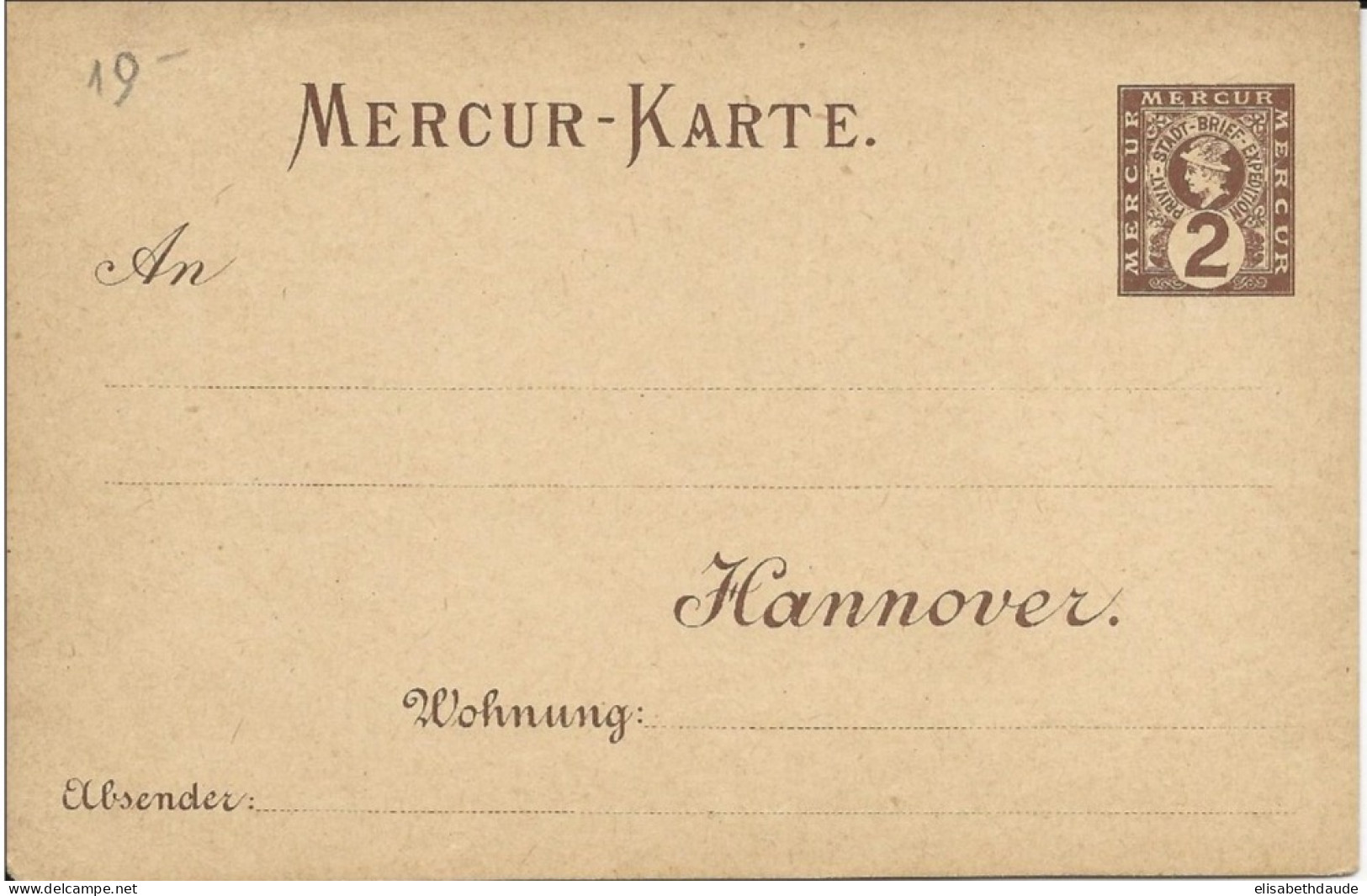 PRIVAT-STADTPOST - CARTE ENTIER De HANNOVER - Private & Local Mails