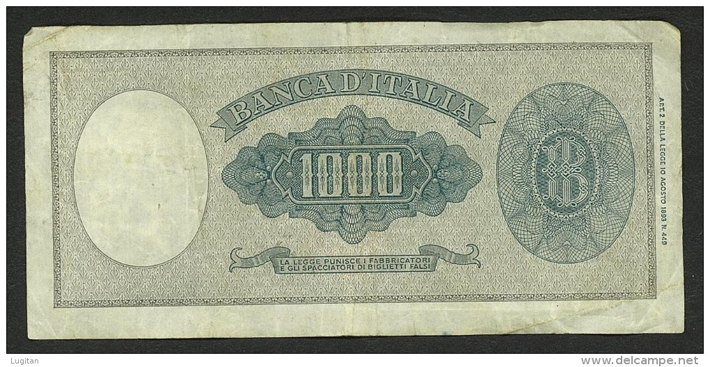 ITALIA REPUBBLICA -  1000 MILLE LIRE BANCA D'ITALIA QUALITA' MB/BB  ( R3 ) MEDUSA DECR. 11-02-1949 - MENICHELLA/URBINI - 10000 Liras