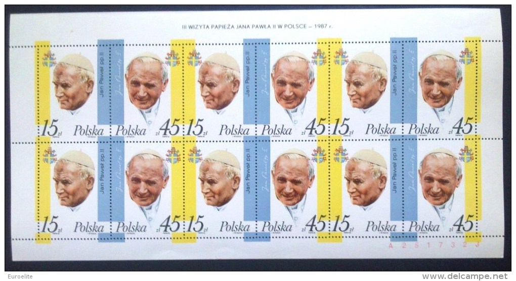 3a VISITA  PAPA GIOVANNI PAOLO II In Polonia 1987 - Full Sheets