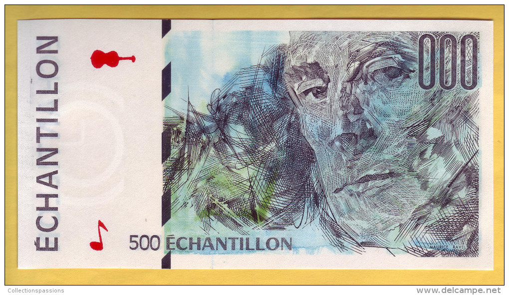 Billet Test,. Echantillon. Banque De France. 500 Francs Maurice Ravel. - Ficción & Especímenes