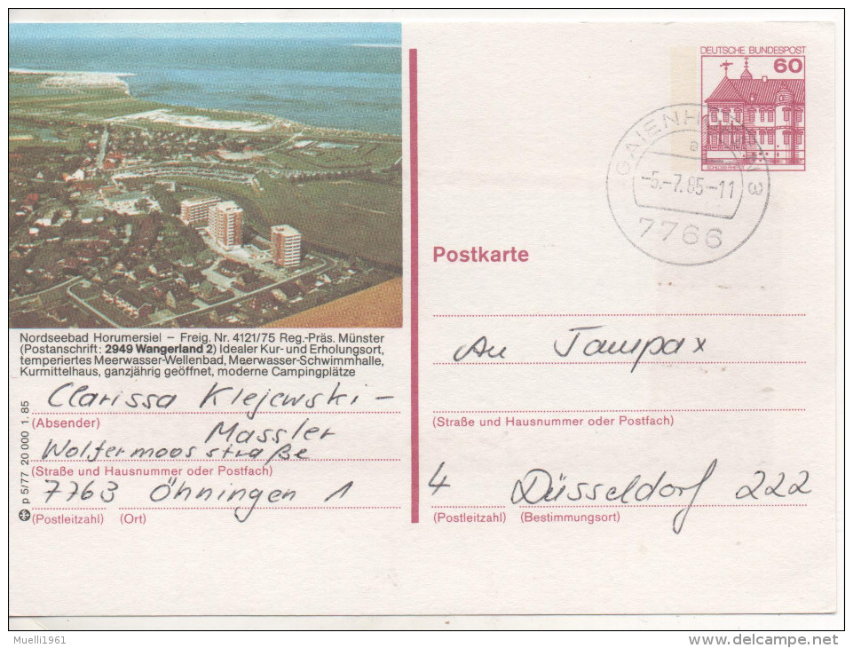 Nr. 3513, Ganzsache Deutsche Bundespost,  Wangerland - Cartoline Illustrate - Usati