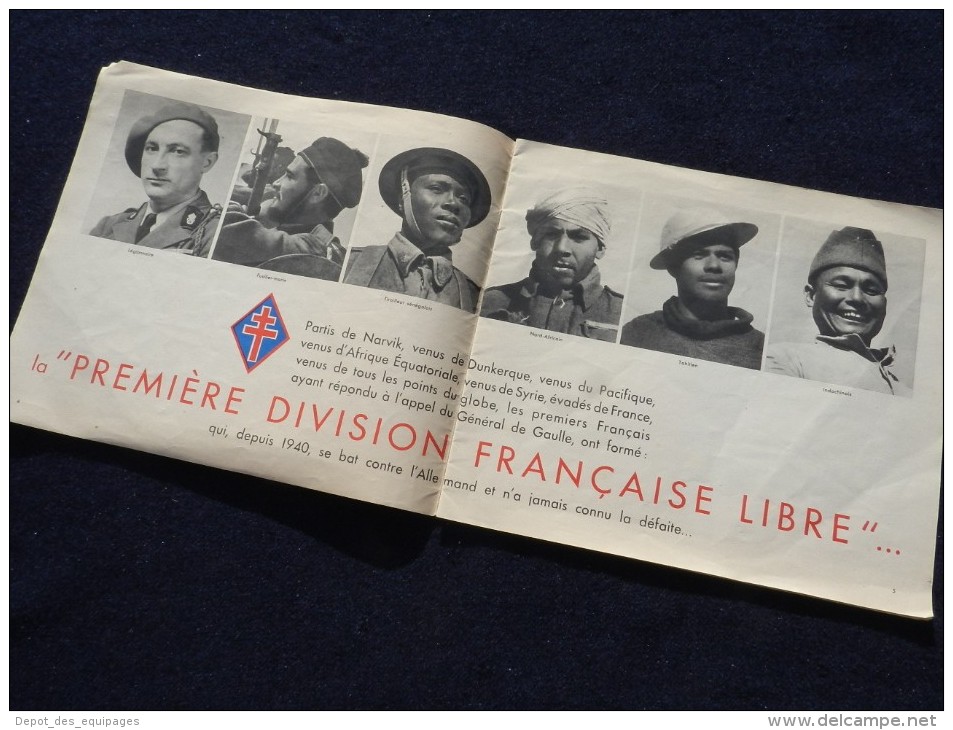 RARE LIVRET : LA 1° DIVISION FRANCAISE LIBRE   édition 1945
