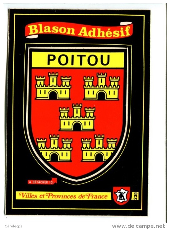 CP - POITOU (86) BLASON ADHESIF AUTOCOLLANT - Autres & Non Classés