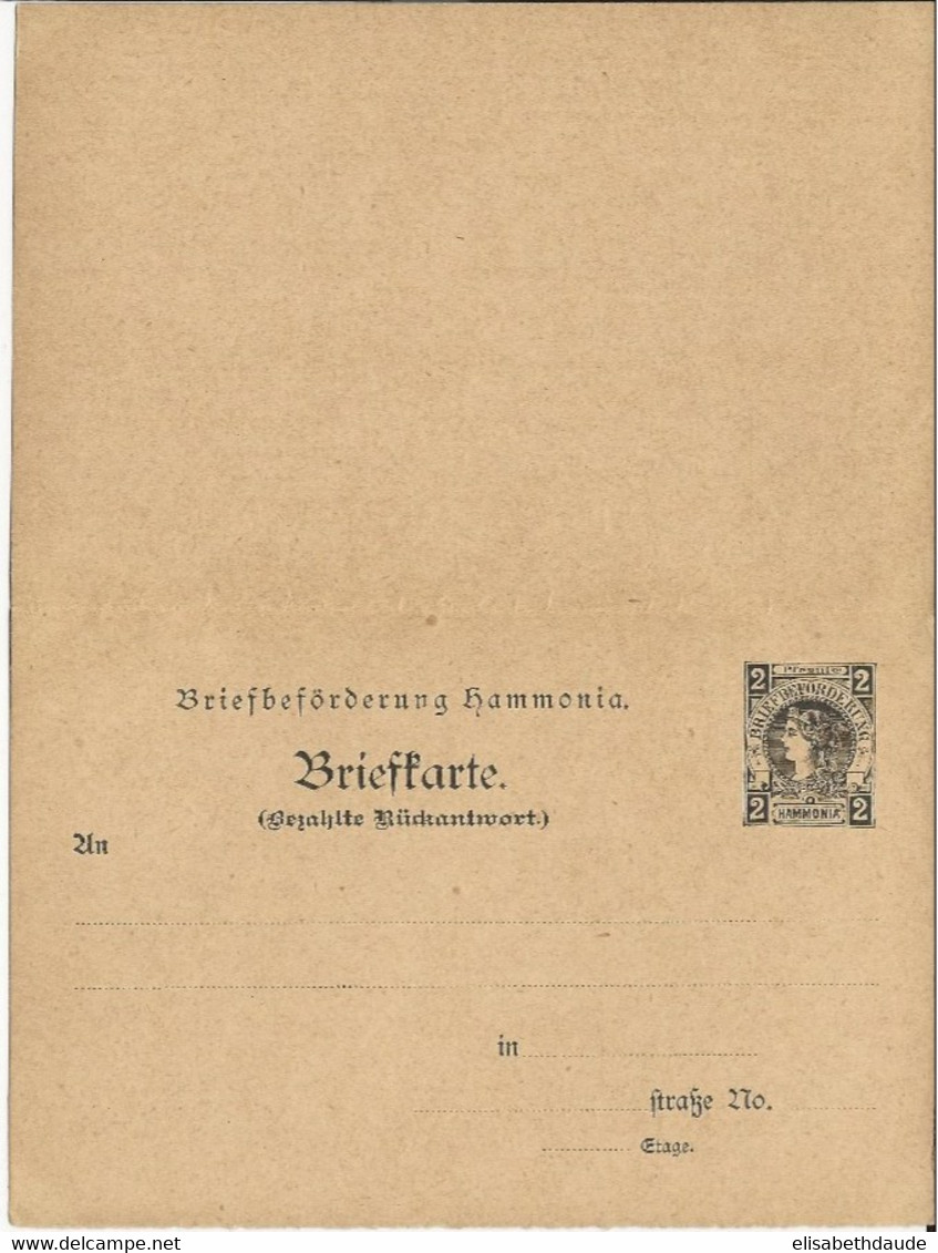 PRIVAT-STADTPOST - CARTE ENTIER POSTAL AVEC REPONSE PAYEE De BRAUNSCHWEIG - HAMMONIA - Privatpost