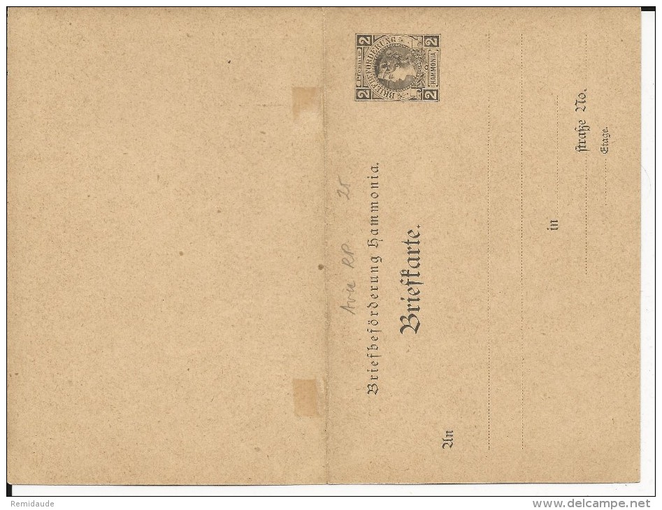 PRIVAT-STADTPOST - CARTE ENTIER POSTAL AVEC REPONSE PAYEE De BRAUNSCHWEIG - HAMMONIA - Privatpost