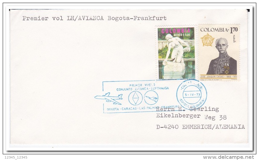 Colombia 1973 Airmail, Bogota-Frankfurt - Vliegtuigen