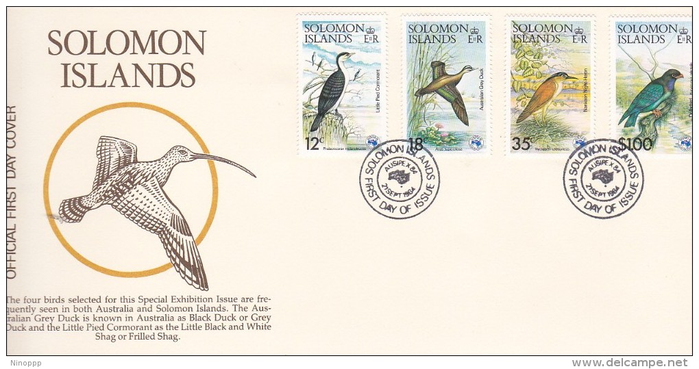 Solomon Islands 1984 Ausipex 84 Birds FDC - Salomon (Iles 1978-...)