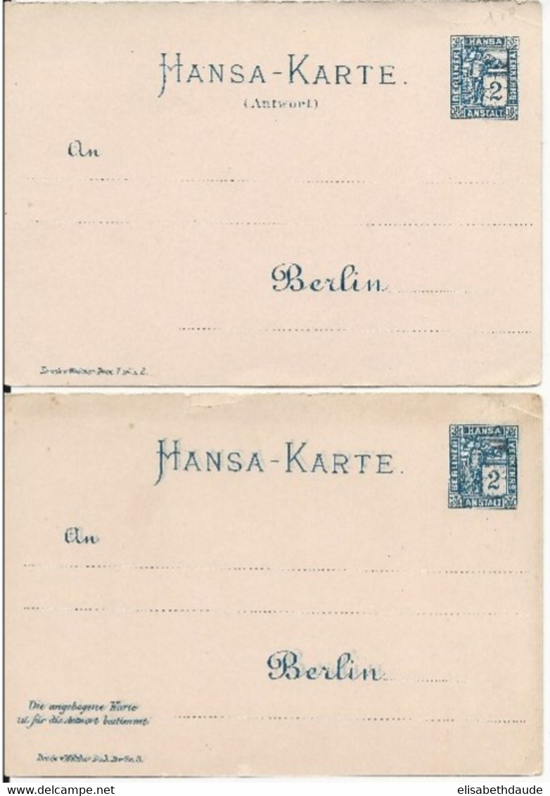 PRIVAT-STADTPOST - CARTE ENTIER Avec REPONSE PAYEE De BERLIN - FIRME HANSA - Private & Lokale Post