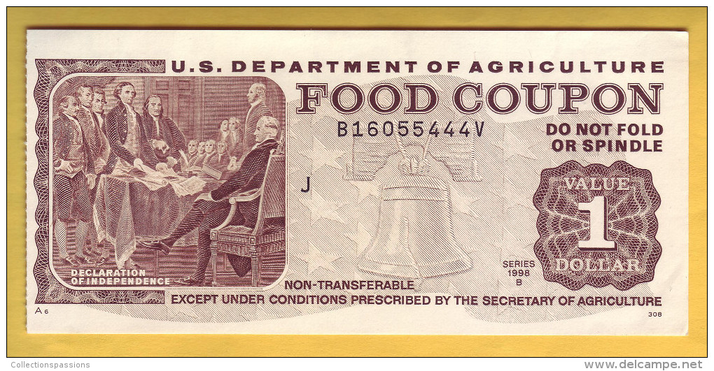 USA - U.S. Department Of Agriculture. Food Coupon. Value 1 Dollar. 1998 - Altri & Non Classificati