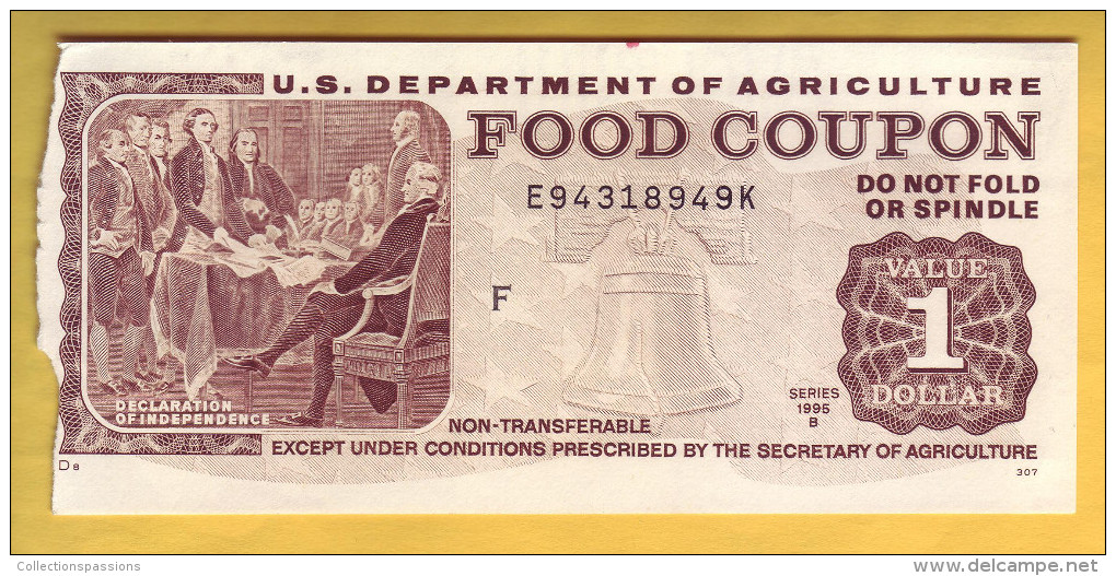 USA - U.S. Department Of Agriculture. Food Coupon. Value 1 Dollar. 1995 - Autres & Non Classés