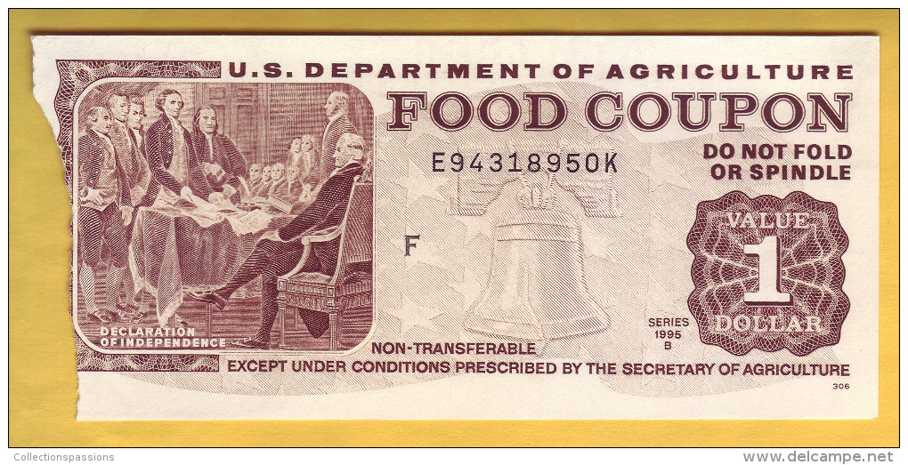 USA - U.S. Department Of Agriculture. Food Coupon. Value 1 Dollar. 1995 - Autres & Non Classés