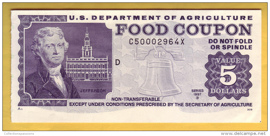 USA - U.S. Department Of Agriculture. Food Coupon. Value 5 Dollars. 1997 - Autres & Non Classés