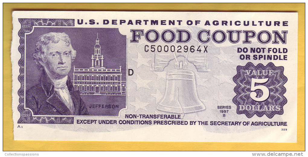 USA - U.S. Department Of Agriculture. Food Coupon. Value 5 Dollars. 1997 - Otros & Sin Clasificación