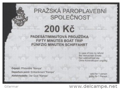 CZECH REPUBLIC - PRAGUE STEAMBOAT COMPANY - FIFTY MINUTES BOAT TRIP - TICKET - Europe