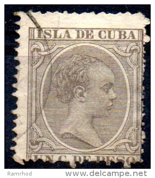 1890 "Baby" Key-type -  1c.   - Grey   FU - Cuba (1874-1898)