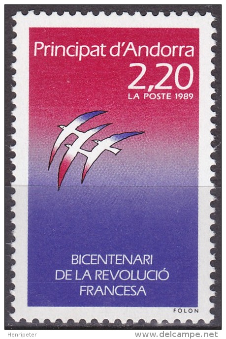 Timbre-poste Neuf** - Bicentenaire De La Révolution Française - N° 376 (Yvert) - Andorre Français 1989 - Nuovi