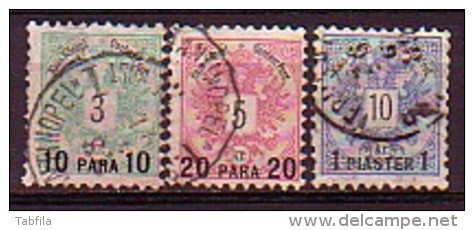 LEVANT Autrichien - 1888  - Timbres DÁutriche De 1883 Surcharges - Yv 15,16,17 - Oostenrijkse Levant