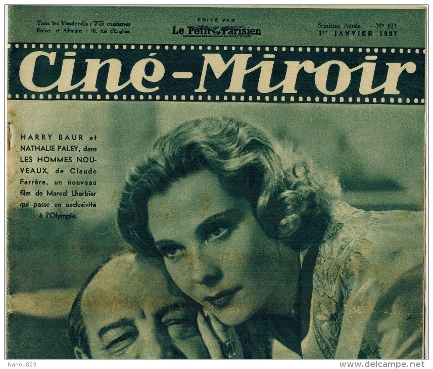 CINE MIROIR Année 1937 N° 613 BAUR PALEY Les Hommes Nouveaux LHERBIER OLYMPIA FARMER ARNOLD Le Vandale - Cinema/Televisione