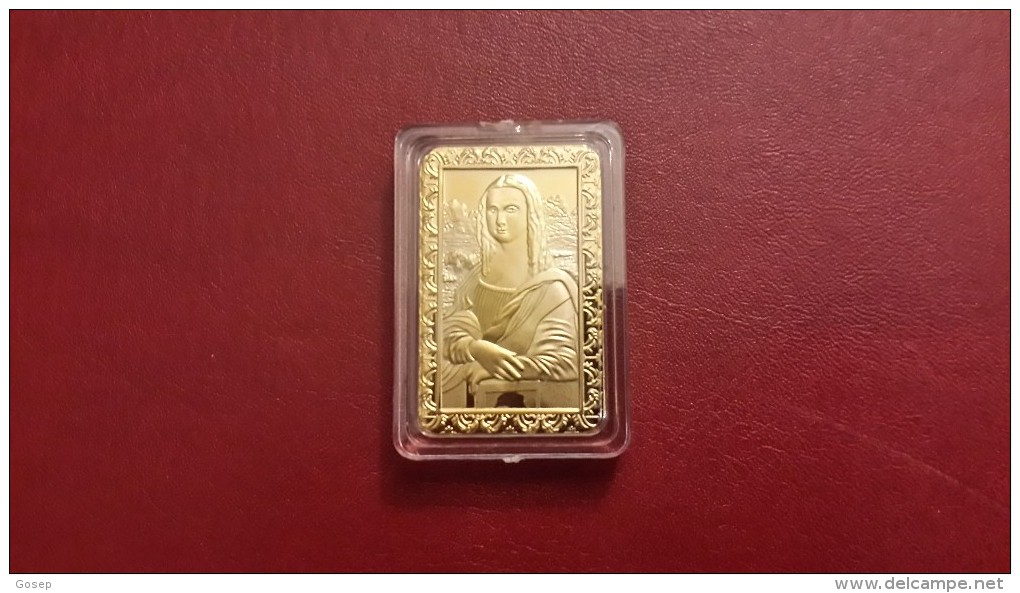 Switzerland-1oz-gold Plated Leonardoda Vinci And Monalisa Commemorative Bar-one Ounce-proof - Otros – Europa