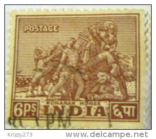 India 1949 Konarak Horse 6p - Used - Used Stamps