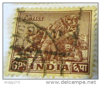 India 1949 Konarak Horse 6p - Used - Used Stamps