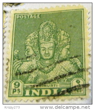 India 1949 Trimurti 9p - Used - Gebruikt