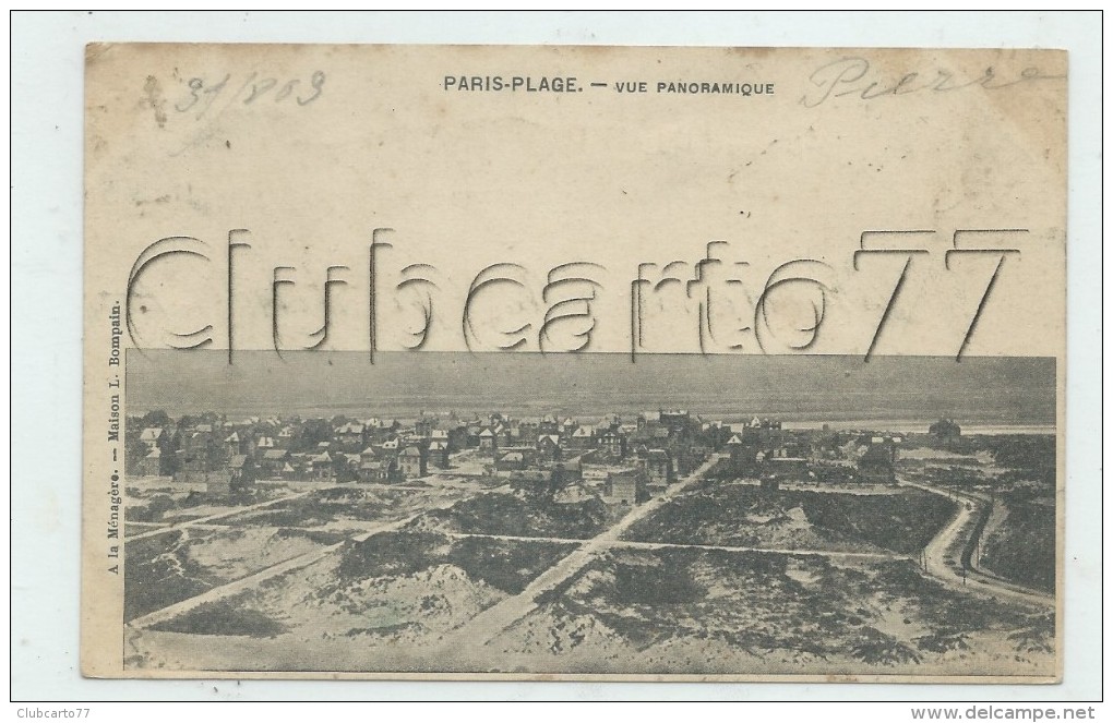 Le Touquet (62) :Vue Générale Aérienne Du Bourg En Bord De Mer   Env 1903  PF. - Le Touquet