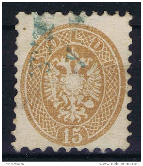 Austrian Lombardo-Veneto ,  Yv Nr 27 Used    1864  Blau Entwertung Ferchenb   &euro;  425 - Gebraucht