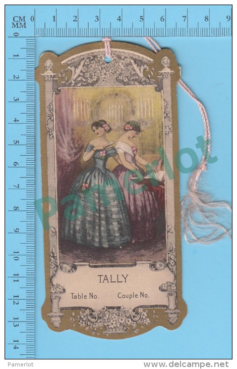 Antique Carte Pointage Jeux Bridge Tally ( Contour Doré, Pointing Card Gold Print Die Cut 1860 Dress Style ) Recto/Verso - Autres & Non Classés